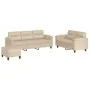 Juego de sofás con cojines 3 piezas tela microfibra crema by , Sofas - Ref: Foro24-3202348, Price: 603,05 €, Discount: %