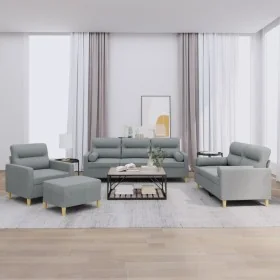 Juego de sofás con cojines 4 piezas tela gris claro von , Sofas - Ref: Foro24-3201560, Preis: 684,79 €, Rabatt: %