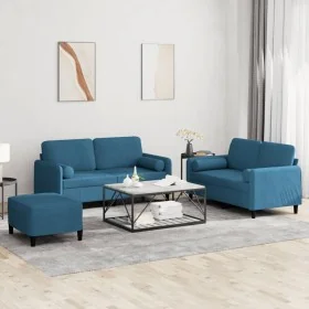 Juego de sofás con cojines 3 piezas terciopelo azul von , Sofas - Ref: Foro24-3202013, Preis: 566,81 €, Rabatt: %