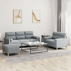 Juego de sofás con cojines 3 piezas tela gris claro by , Sofas - Ref: Foro24-3201624, Price: 547,03 €, Discount: %