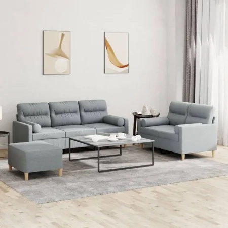 Juego de sofás con cojines 3 piezas tela gris claro de , Sofás - Ref: Foro24-3201624, Precio: 547,84 €, Descuento: %