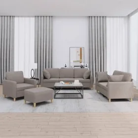 Juego de sofás con cojines 4 piezas tela gris taupe by , Sofas - Ref: Foro24-3202085, Price: 673,59 €, Discount: %
