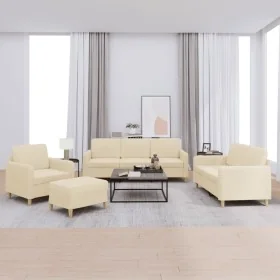 Juego de sofás con cojines 4 piezas tela crema by , Sofas - Ref: Foro24-3202064, Price: 649,46 €, Discount: %