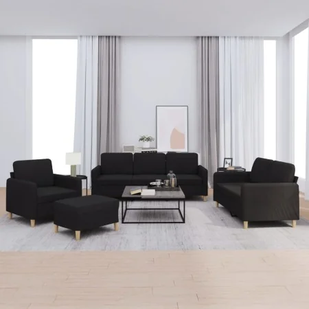 Juego de sofás con cojines 4 piezas tela negro by , Sofas - Ref: Foro24-3202066, Price: 769,15 €, Discount: %