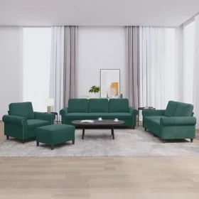 Juego de sofás con cojines 4 piezas terciopelo verde oscuro by , Sofas - Ref: Foro24-3202182, Price: 830,79 €, Discount: %