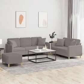 Juego de sofás con cojines 3 piezas tela gris taupe by , Sofas - Ref: Foro24-3202149, Price: 534,36 €, Discount: %