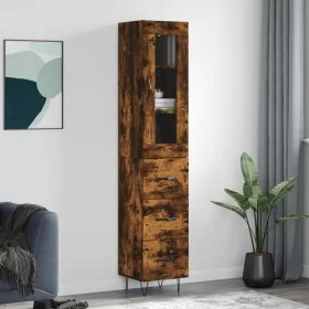 Aparador de madera contrachapada roble ahumado 34,5x34x180 cm by , Sideboards - Ref: Foro24-3199270, Price: 110,40 €, Discoun...
