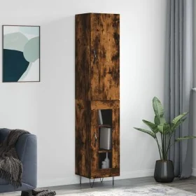 Aparador de madera contrachapada roble ahumado 34,5x34x180 cm by , Sideboards - Ref: Foro24-3199078, Price: 98,66 €, Discount: %
