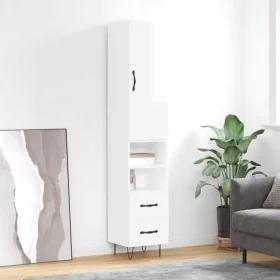 Aparador alto madera contrachapada blanco brillo 34,5x34x180 cm von , Sideboards - Ref: Foro24-3198947, Preis: 114,68 €, Raba...