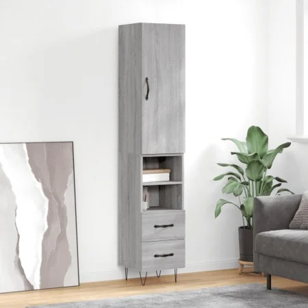 Aparador alto madera contrachapada gris Sonoma 34,5x34x180 cm von , Sideboards - Ref: Foro24-3198951, Preis: 102,02 €, Rabatt: %