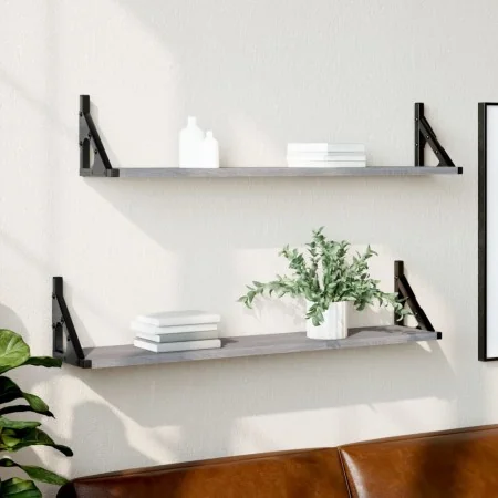 Estantes pared 2 uds madera ingeniería gris Sonoma 80x15x15,5cm de , Estantes y estanterías - Ref: Foro24-836331, Precio: 35,...