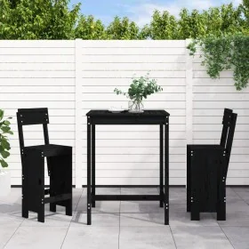 Set de mesa y taburetes altos jardín 3 pzas madera pino negro by , Garden sets - Ref: Foro24-3157797, Price: 228,64 €, Discou...