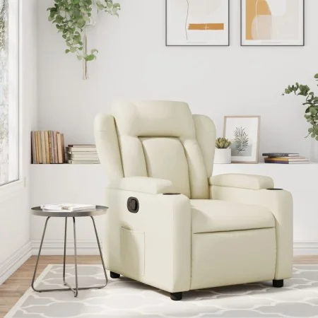 Sillón reclinable de cuero sintético crema by , Armchairs - Ref: Foro24-372428, Price: 200,97 €, Discount: %