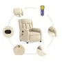 Sillón de masaje reclinable de tela crema de , Sillones - Ref: Foro24-373595, Precio: 252,64 €, Descuento: %