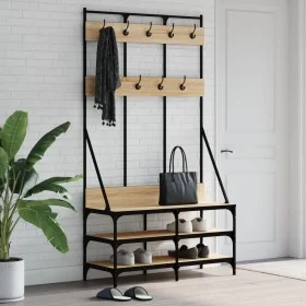 Perchero con zapatero roble Sonoma 100x40x184 cm by , Dresser Organizers and Bar Hangers - Ref: Foro24-837838, Price: 118,99 ...
