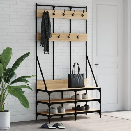 Perchero con zapatero roble Sonoma 100x40x184 cm von , Kommoden-Organizer und Bar-Kleiderbügel - Ref: Foro24-837838, Preis: 1...