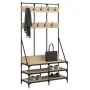 Perchero con zapatero roble Sonoma 100x40x184 cm von , Kommoden-Organizer und Bar-Kleiderbügel - Ref: Foro24-837838, Preis: 1...
