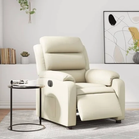 Sillón reclinable eléctrico de cuero sintético crema de , Sillones - Ref: Foro24-3205029, Precio: 274,62 €, Descuento: %