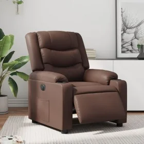 Sillón reclinable eléctrico de cuero sintético marrón by , Armchairs - Ref: Foro24-3206545, Price: 308,91 €, Discount: %