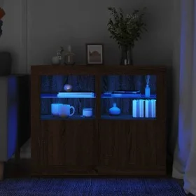 Mesitas de noche luces LED 2 uds madera ingeniería roble marrón by , Lockers and storage cabinets - Ref: Foro24-836643, Price...