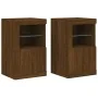 Mesitas de noche luces LED 2 uds madera ingeniería roble marrón de , Taquillas y armarios de almacenamiento - Ref: Foro24-836...