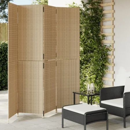 Biombo de 4 paneles ratán sintético beige by , Room dividers - Ref: Foro24-365363, Price: 233,13 €, Discount: %