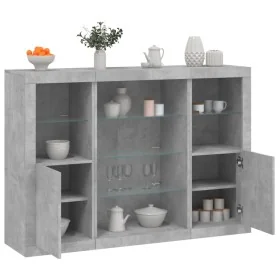Aparador con luz LED 3 pzas madera de ingeniería gris hormigón by , Sideboards - Ref: Foro24-3209131, Price: 201,62 €, Discou...
