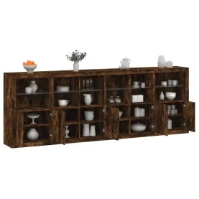 Aparador con luces LED roble ahumado 283x37x100 cm by , Sideboards - Ref: Foro24-3209167, Price: 467,63 €, Discount: %