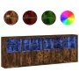 Aparador con luces LED roble ahumado 283x37x100 cm de , Aparadores - Ref: Foro24-3209167, Precio: 467,50 €, Descuento: %