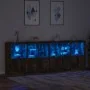Aparador con luces LED roble ahumado 283x37x100 cm de , Aparadores - Ref: Foro24-3209167, Precio: 467,50 €, Descuento: %