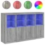 Aparador con luz LED 3 pzas madera de ingeniería gris Sonoma de , Aparadores - Ref: Foro24-3209119, Precio: 262,56 €, Descuen...