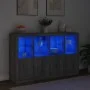 Aparador con luz LED 3 pzas madera de ingeniería gris Sonoma de , Aparadores - Ref: Foro24-3209119, Precio: 262,56 €, Descuen...