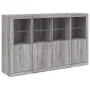 Aparador con luz LED 3 pzas madera de ingeniería gris Sonoma de , Aparadores - Ref: Foro24-3209119, Precio: 262,56 €, Descuen...