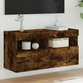 Mueble de TV de pared con luces LED roble ahumado 80x30x40 cm von , TV-Möbel - Ref: Foro24-837205, Preis: 66,91 €, Rabatt: %