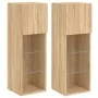 Muebles de TV con luces LED 2 uds roble Sonoma 30,5x30x90 cm de , Muebles TV - Ref: Foro24-837006, Precio: 114,18 €, Descuent...