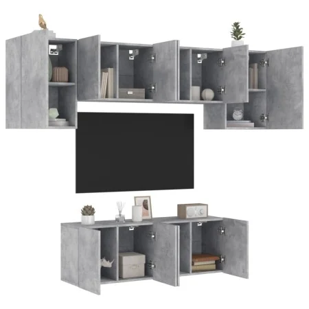 Muebles de TV de pared 6 pzas madera ingeniería gris hormigón von , TV-Möbel - Ref: Foro24-3216442, Preis: 196,14 €, Rabatt: %