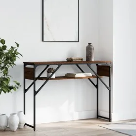 Mesa consola estante madera ingeniería marrón roble 105x30x75cm by , Side tables - Ref: Foro24-837796, Price: 46,45 €, Discou...