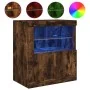 Aparador con luces LED roble ahumado 60,5x37x67 cm by , Sideboards - Ref: Foro24-836620, Price: 86,26 €, Discount: %