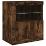 Aparador con luces LED roble ahumado 60,5x37x67 cm by , Sideboards - Ref: Foro24-836620, Price: 86,26 €, Discount: %