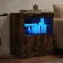 Aparador con luces LED roble ahumado 60,5x37x67 cm by , Sideboards - Ref: Foro24-836620, Price: 86,26 €, Discount: %