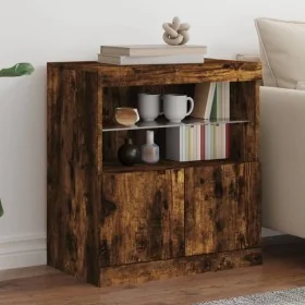 Aparador con luces LED roble ahumado 60x37x67 cm by , Sideboards - Ref: Foro24-836655, Price: 61,59 €, Discount: %