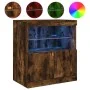 Aparador con luces LED roble ahumado 60x37x67 cm by , Sideboards - Ref: Foro24-836655, Price: 61,59 €, Discount: %