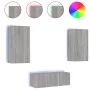 Muebles TV pared con LED 4 pzas madera ingeniería gris Sonoma von , TV-Möbel - Ref: Foro24-3216823, Preis: 188,83 €, Rabatt: %