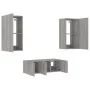 Muebles TV pared con LED 4 pzas madera ingeniería gris Sonoma von , TV-Möbel - Ref: Foro24-3216823, Preis: 188,83 €, Rabatt: %