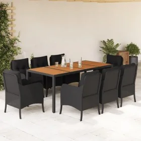 Set de comedor de jardín 9 pzas y cojines ratán sintético negro von , Gartensets - Ref: Foro24-3211871, Preis: 937,85 €, Raba...