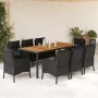 Set de comedor de jardín 9 pzas y cojines ratán sintético negro by , Garden sets - Ref: Foro24-3211871, Price: 992,62 €, Disc...