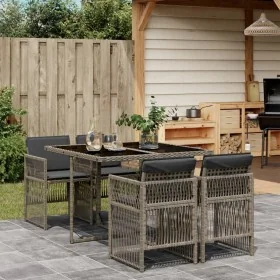 Set comedor de jardín 5 piezas con cojines ratán sintético gris von , Gartensets - Ref: Foro24-3210896, Preis: 318,51 €, Raba...