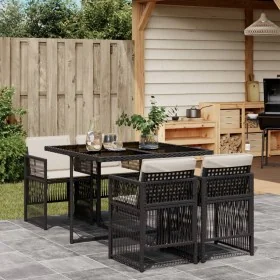 Set de muebles jardín 5 pzas con cojines ratán sintético negro by , Garden sets - Ref: Foro24-3210894, Price: 302,95 €, Disco...