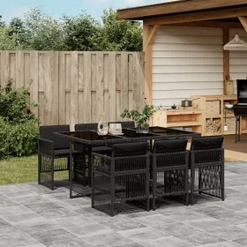 Set de comedor de jardín 7 pzas y cojines ratán sintético negro by , Garden sets - Ref: Foro24-3210907, Price: 459,34 €, Disc...