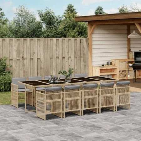 Set de comedor de jardín 11 pzas y cojines ratán sintético gris by , Garden sets - Ref: Foro24-3210932, Price: 834,16 €, Disc...